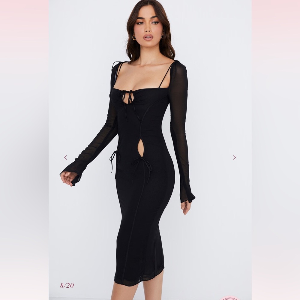 House of Cb Ophelia black midi dress size medium m